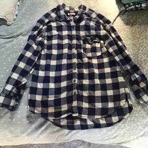 Blue and White Aerie Flannel Shirt